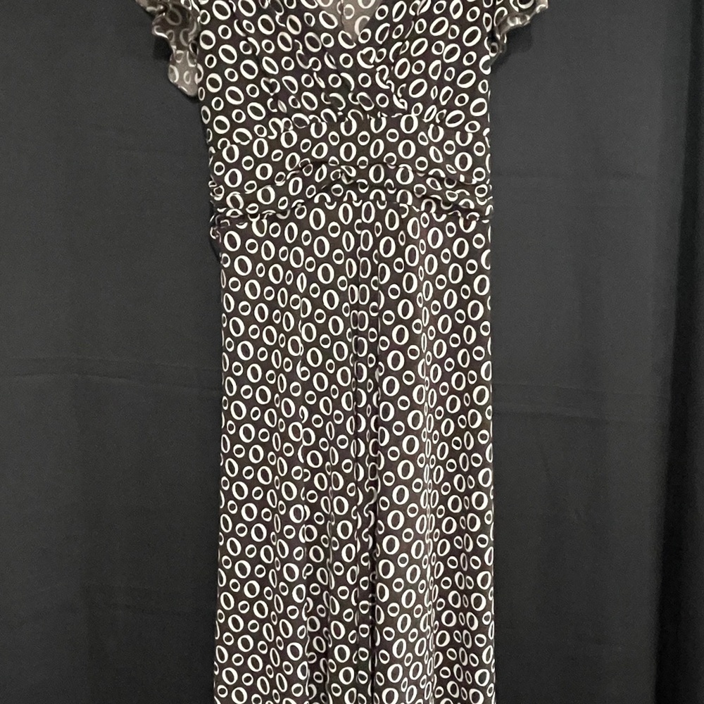 Elegant Brown and White Patterned Maxi Dress